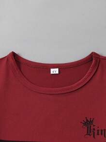 3pcs/Pack Young Boy Casual Slogan Print Colorblock Short Sleeve Crew Neck T-Shirts, Suitable For Sports, Leisure And Daily Outdoor Wear, Summer