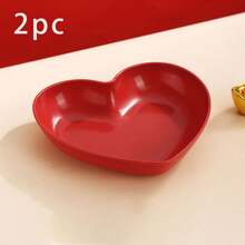 1pc Heart-Shaped Plastic Plate, Holiday & Wedding Snack Plate, Cake Stand, Appetizer Plate For Cakes, Fruits, Sweets And Snacks, Suitable For Valentine's Day, New Year, Holidays, Weddings, Birthdays And Parties,School Supplies - Red - View 11