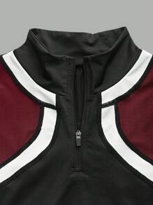 Women's Yoga Colorblock Tank Top And Tight Leggings Sports Set, Women's Half Zip Pullover Sweatshirt, Women's Sports Stretchy Yoga Gym Fitness Tight Pants Sports Bra Set - Multicolor - View 7