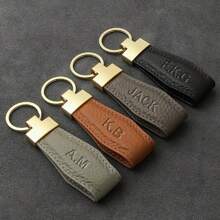 1pc Customized Text Fashion Leather Car Key Chain