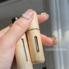 2pcs Luxury Bamboo Perfume Atomizer - Refillable Portable Spray Bottles, 0.17oz/0.27oz, Pocket-Sized Fragrance Dispenser With Transparent Window, Bottom Filling Design For Travel & Outdoor Use