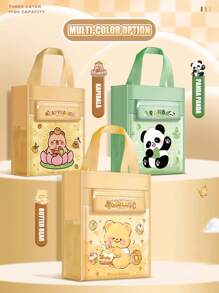 1pc Cute Cartoon Tutor Bag, Student School Tote Bag With Highly Attractive, Canvas Carry Bag For Homework, Textbooks, Learning Materials, Documents, Large Capacity