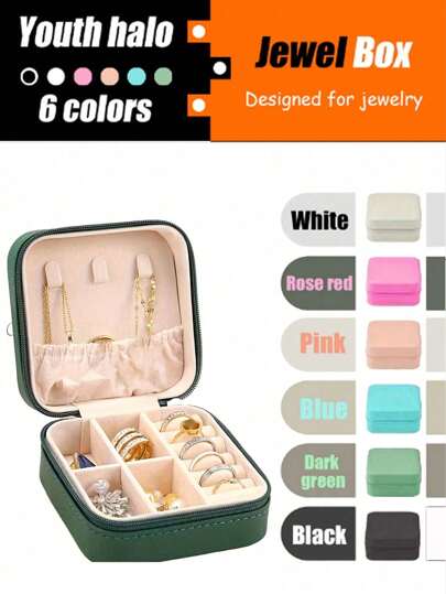 Caixa de joias portátil para viagem Mini organizador de joias contém presentes para mulheres, madrinhas e itens essenciais para viagens, anéis, colares e brincos - presentes para namorada, mãe e ela mesma, Natal, Ação de Graças, Ano Novo, Dia dos Namorados