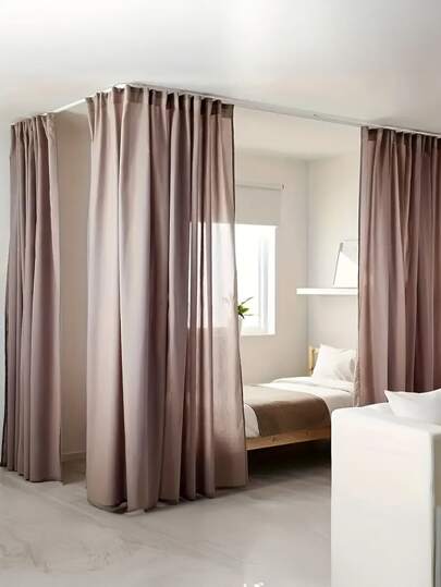 1 卷柔性可弯曲天花板窗帘轨道系统，带多个挂钩和支架，弧形轨道窗帘轨道，可弯曲 U 型滑轨 - 白色金属窗帘轨道，适用于房间隔断、浴室和房车，多功能窗帘五金件，支架