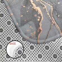 4pcs Bathroom Set Marble Free Flow Metal Swirl Texture Shower Curtain Rug Set Natural Luxury Abstract Fluid Texture Waterproof Shower Curtains Set - Grey - View 9