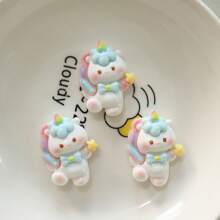 3 pezzi Accessori fai-da-te in resina con pony arcobaleno carini, materiali per decorazione di Molletta per capelli, pendenti e decorazioni estive, per la scuola