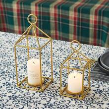 1pc Vintage Iron Lantern Shaped Home Decor Ornament, Creative Minimalist Candlestick Suitable For Living Room, Office, Bookshelf, Cabinet Tabletop, Also Suitable For Bedroom, Office Desk, Holiday Dinner, Valentine's Day, Easter, Wedding And Other Occasions - Multicolor - View 6