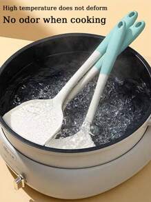 1 Pc Dual-Color High Heat Resistant Silicone Cooking Utensil Set, Including Spatula, Ladle, Slotted Spoon For Home Cooking - Multicolor - View 2