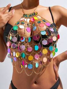European&American Cross-Border Fashion Multi-Layer Colorful Teardrop Decor Body Chain Accessories, Sexy & Versatile