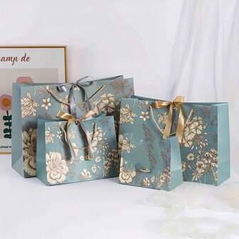 1pc Thanksgiving Day Gift Packaging Bag INS Sen Department Holiday Bow Ribbon Tote Paper Bag Printed Clothing Shopping Bag Souvenirs