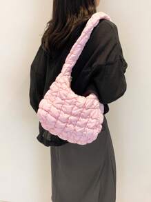 女士绗缝刺绣云朵荷叶边单肩包手提包