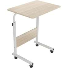 smallrun Mesa portatil Ordenador Escritorio con Ruedas 60 * 40CM Mesa Auxiliar de Altura Ajustable para Dormitorio (Blanco) - Weißer Ahorn - Übersicht 1