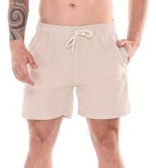 Men's Linen Bermuda Shorts Elegant Casual - 米色 - 查看 3