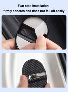4pcs Car Door Lock Protector Covers, Carbon Fiber Car Door Handle Protectors, Scratch Guard Covers, Durable Synthetic Rubber, Oil-Rubbed Finish For Most Car Handles VW Nissan Chevrolet BMW Audi, Universal Car Door Accessory Protection Sleeve