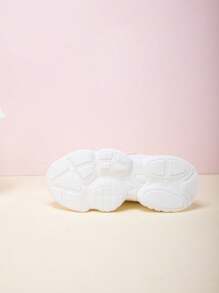 Kids Sports Shoes Casual Comfortable Leather Patchwork Versatile White Shoes, Girls & Boys Hook-And-Loop Non-Slip Wear-Resistant Lightweight Casual Running Shoes - White - View 7