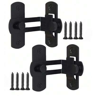 谷仓门锁 带 90 度不锈钢直角扣门闩 适用于滑动门 黑色