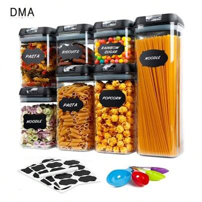 Set de 7 piezas de Recipientes Herméticos De Almacenamiento De Cocina, con etiquetas para marcar, Organizadores de cocina y alimentos