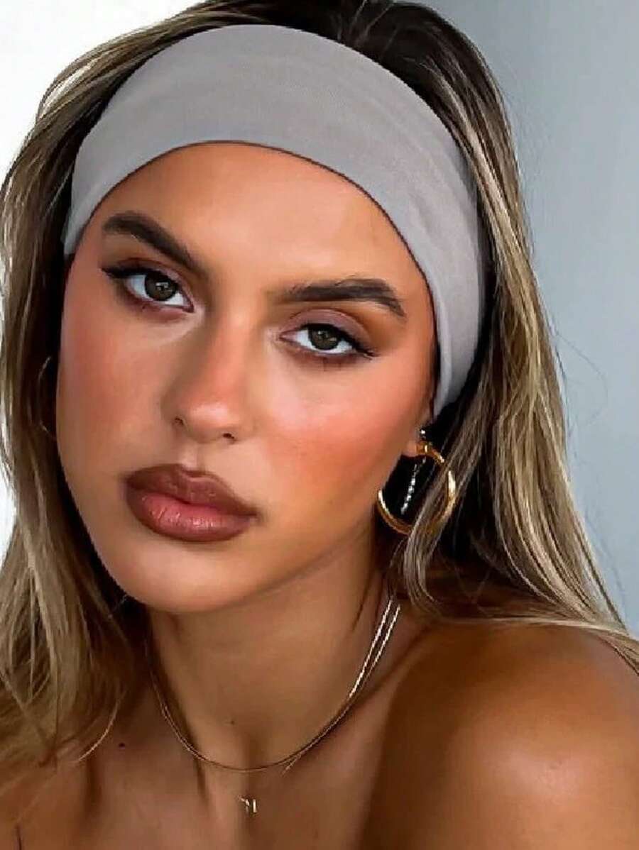 1pc Solid Color Sports Yoga Headband, Sweat-Absorbent Elastic Hair Band For Men And Women, Running, Fitness, Headscarf For Women Women Bandana Winter Hair Accessories - Light Grey - View 1