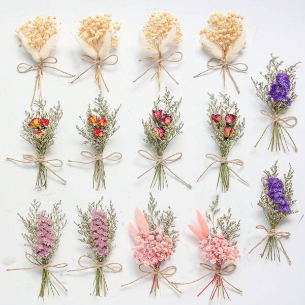 6 pièces Bouquet de fleurs séchées Myosotis avec tiges. Fleurs séchées naturelles, bouquet pressé à sec, pour vase, corsage, centre de table, gâteau, DIY, photographie, mariage, décoration de fête
