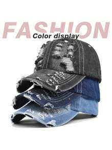 2025 Spring/Summer New Distressed Denim Baseball Cap, Vintage Washed Casual Versatile Snapback Hat, Unique Unisex Couple Design