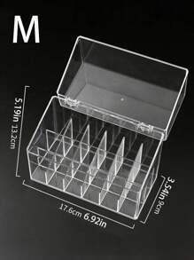 1 pieza Soporte con tapa para 18 lápices labiales, organizador de almacenamiento rectangular y redondo a prueba de polvo para lápices labiales, brillo de labios, pinceles, organizador de maquillaje con múltiples compartimentos y gradiente, expositor acrílico para esmalte de uñas con tapa transparente