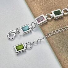 925 Sterling Silver Square Inlaid With Multi-Color AAAAA Zirconia Chain Bracelet For Women Wedding Engagement Party Jewelry