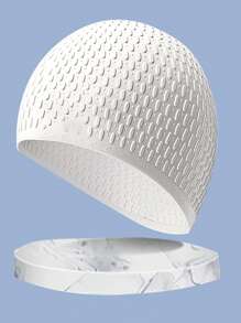 Gorra de natación multifuncional para uso en interiores y exteriores, estilo de gota de agua de unicolor de silicona, unisex, de secado rápido, no aprieta, con protección para los oídos, adecuada para nadar con burbujas