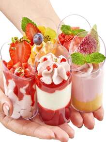 50pcs 3 Oz Slant Cup (Please Check Size Before Purchase), Suitable For Mousse, Pudding, Dessert, Ice Cream Cake, Etc. Reusable, Suitable For Dessert Decorations, Birthday Parties, Wedding Parties And Party Events