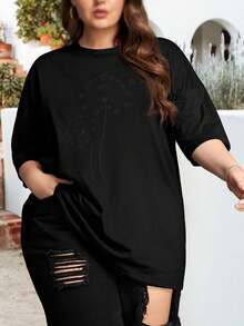 Just Breathe Plus Size Women's Oversize Women T-Shirt For Meditation Relaxation And Zen