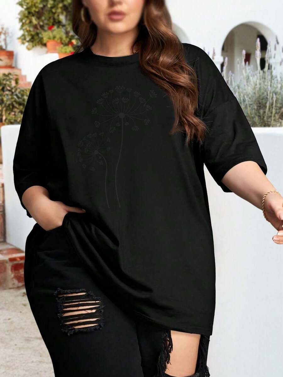 Just Breathe Plus Size Women's Oversize Women T-Shirt For Meditation Relaxation And Zen