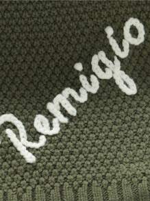 Customizable Handmade Embroidery Casual Minimalist Knitted Baby Blanket, Swaddle Wrap, All Season, Personalized