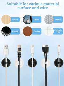 10 件装电线固定夹，家电电线整理器，粘性线缆管理，电话 USB 充电器电线固定夹，桌面线缆管理，强力粘性电线固定夹，家庭办公室汽车墙壁床头柜书桌电线整理器旅行必需品