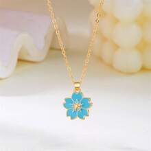 1 pieza Collar colgante con flor de varios pétalos, elegante y refrescante, adecuado para uso diario, fiestas, vacaciones, regalo para familia, esposa, amigos, cumpleaños, aniversario