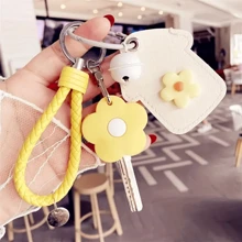 5 Pieces Cartoon Flower Elastic Key Cap Set Cute And Flexible Key Cover Key Identifier Label Cover Convenient Identification Door Key Ring