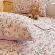 3pcs Ultra Soft Washed Cotton Small Fresh Printed Bed Sheet Three Piece Set, One Medium Double Bed Bed Sheet - Soft, Lightweight, Ultra-Fine Fiber Deep Pocket Bed Sheet 3-Piece Set Includes One Bed Sheet And Two Pillowcases - Hoa nở khắp cây - Xem 3