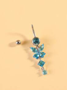 1 Set (7pcs) White Stone Butterfly Zirconia Navel Rings, Women Belly Button Piercing Crystal Navel Studs Body Jewelry Set