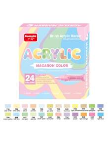 Guang Na 1 Set Of 24 Pcs Professional Skin Color And Anime Color Acrylic Paint Markers Pens, DIY Graffiti Quick Drying And Anti Penetrate, Colors Can Be Stacked, Powerful Coverage, Suitable For School Opens And Back To School Season Gifts, T-Shir/Canvas Shoe Mysterious Coloring, Outdoor Sketching, Handicraft Artists, School Supplies Colouring Pens, Drawing Art Supplies Felt Tip Pens Stationery Set - Multicolor - View 14