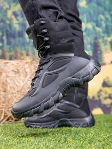 Botas tácticas negras impermeables para hombre, de estilo deportivo para el desierto, de alta para senderismo, al aire libre, combate y escalada