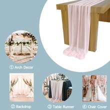 1pc 73"X300" Chiffon Table Runner, Light Blush Chiffon Table Cloth/Scarf, Transparent Weddings Table Linens With Silver Glitter, Suitable For Elegant Wedding, Rustic Bohemian Party, Bridal Shower, Baby Shower, Princess Party, Dessert Table, Bridal Banquet, And More - Multicolor - View 9