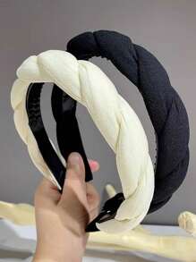 1/2件装韩国麻花百搭发带女增高头顶细边日常头带轻便不夹网状红色多色发夹