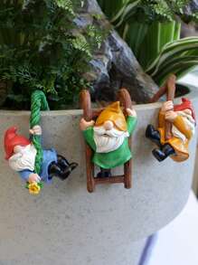 3pcs Set Resin Mini Gnome Statues - Charming Garden Figurines, Suitable For Outdoor Fairy Garden, Potted Decor, And DIY Landscaping