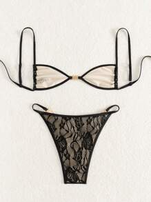 Set di bikini da donna in materiale di pizzo, con laccetti regolabili, fiocco e decorazione con perle, adatto per l estate in spiaggia e vacanze