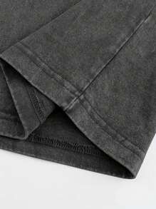 Leave A Sweet Lingguo Letter Pattern Printed High-Quality Washed T-Shirt, Fashionable And Versatile, Round Neck T-Shirt, Men's Outdoor Clothing.