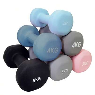 1pc Multi-Color Matte Finish Dipped Dumbbell, Solid Cast Iron Unisex Home Gym Fitness Equipment Gym Accessories, Sport, Gym, Home Exercise, Dumbbell, Gym Weights, Weights, Women's Dumbbells, Men's Dumbbells