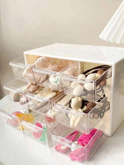 1pc Cute And Delicate Desktop Organizer With Drawers For Hair Ties, Rubber Bands, Jewelry And Other Accessories