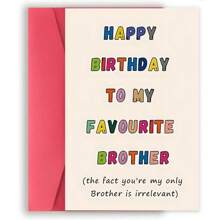 1, "Happy Birthday To My Favorite Brother" Birthday Card, A Unique Birthday Gift For Men, Suitable For Brothers, Husbands, Boyfriends, Best Friends, Small Business Supplies Thank You Card - Multicolor - View 11