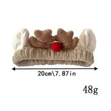 1 件可爱鹿角头带，毛绒绒布发箍，适合派对/聚会，红色球 - 彩色 - 查看 2