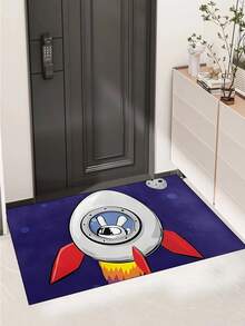 1 szt. "Króliczek astronauta latająca rakieta, Wielkanoc" wycieraczka, mata do wnętrz, dywanik, kreatywna mata do drzwi, mata w stylu przedpokoju, wystrój domu, antypoślizgowa mata podłogowa, akcesoria do sypialni, rekwizyty do zdjęć, wystrój zewnętrzny, dywanik, dywanik, prezent