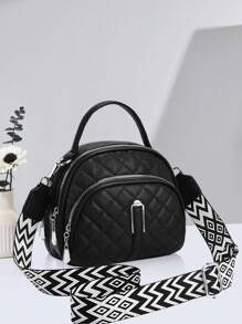 Casual Round Crossbody Bag With Zipper, Multi-Pocket Shoulder Wallet Suitable For Commuting, Distinctive Diamond-Quilted PU Leather Women Crossbody Bag, Multipurpose Shoulder Bag With Adjustable Strap