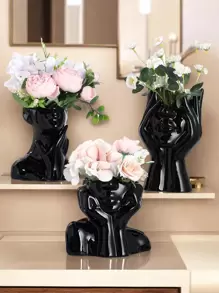 1 pezzo Vaso in ceramica con figura femminile in stile nordico, busto di donna, vaso bohémien femminista minimalista, decorazione moderna in stile nordico, adatto per decorazione di casa, soggiorno, ufficio, libreria, decorazione per la scuola, forniture scolastiche, vaso per fiori, vaso in vetro